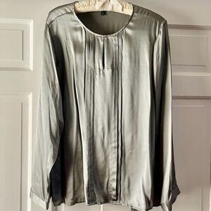 Talbots Silver gray silk blouse